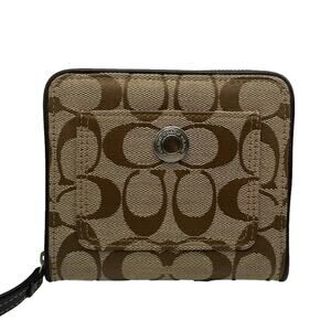 y2k COACH Brown Signature Canvas Med Wallet